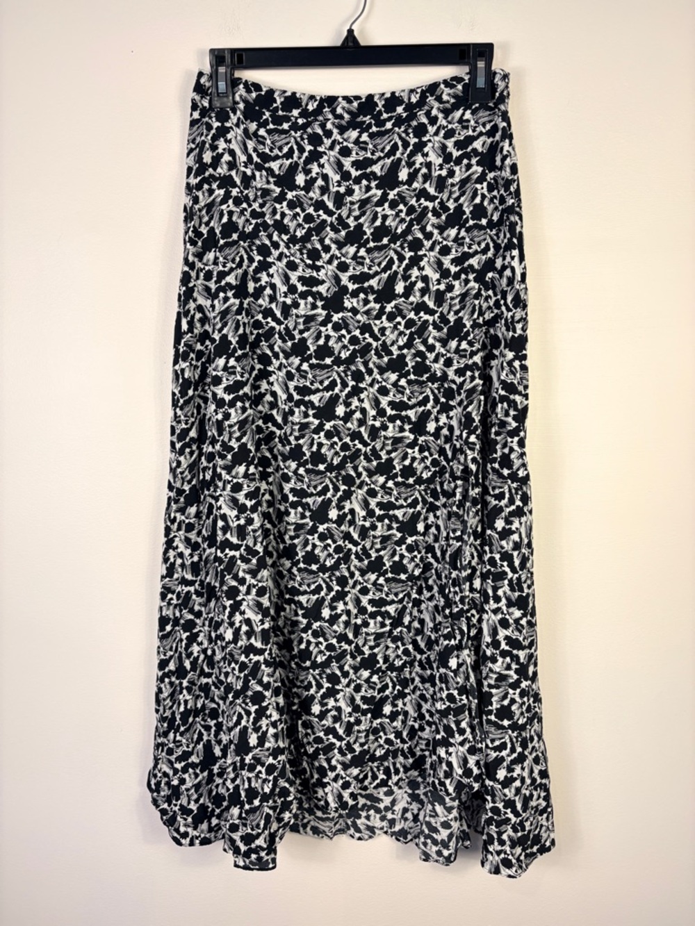 Madewell Black White Floral Maxi Skirt Slit Elegant Boho Preppy Office